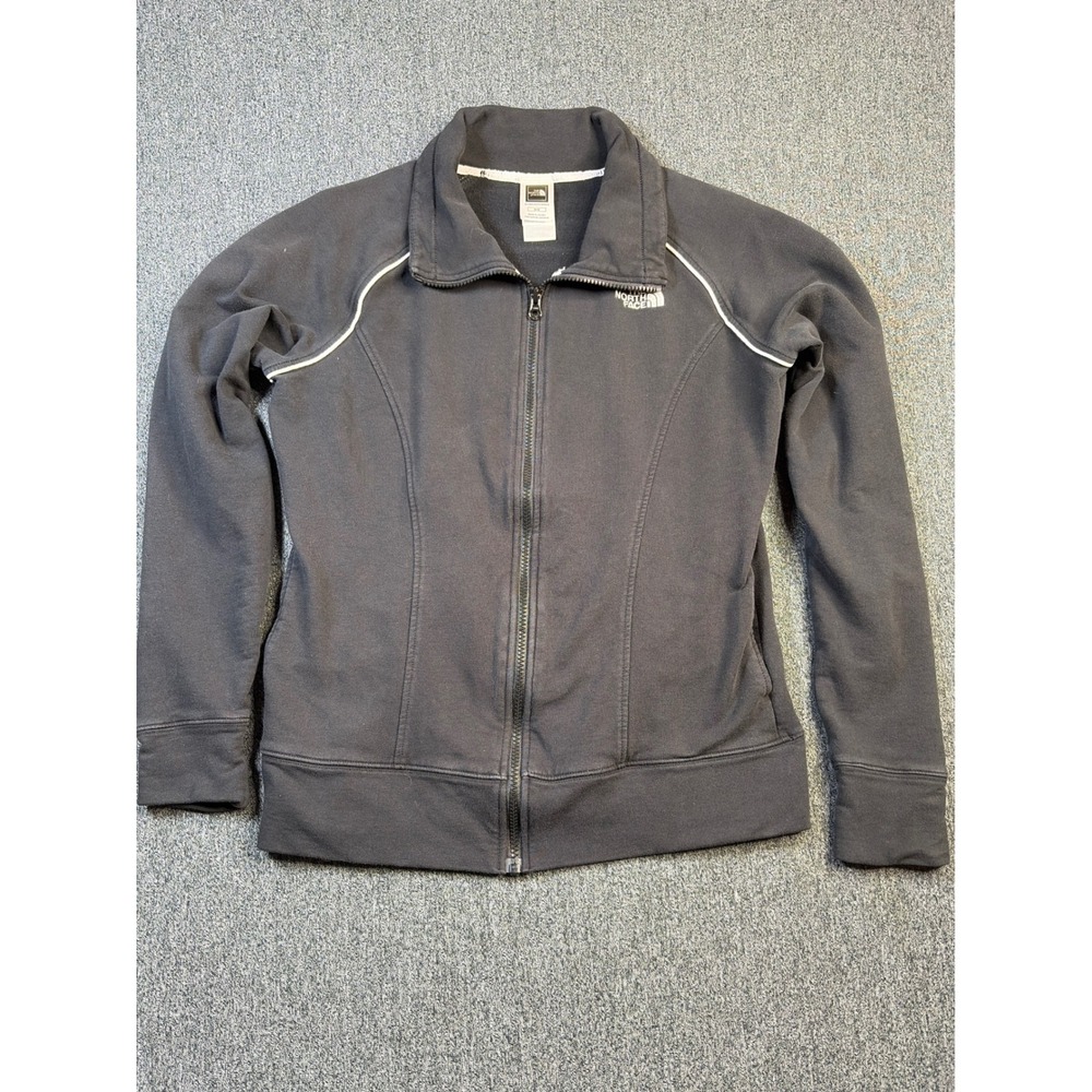 The North Face Womens Vintage Full Zip Track Jacket Black White Piping Medium